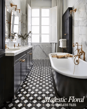 โมเสคหินอ่อน TIMELESS TILES รุ่น MAJESTIC FLORAL 20X20 ซม. สีดำ_4